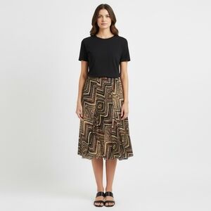 New Directions Womens Multicolor Elastic Waist Pull On Lined Maxi Skirt Size 8 P